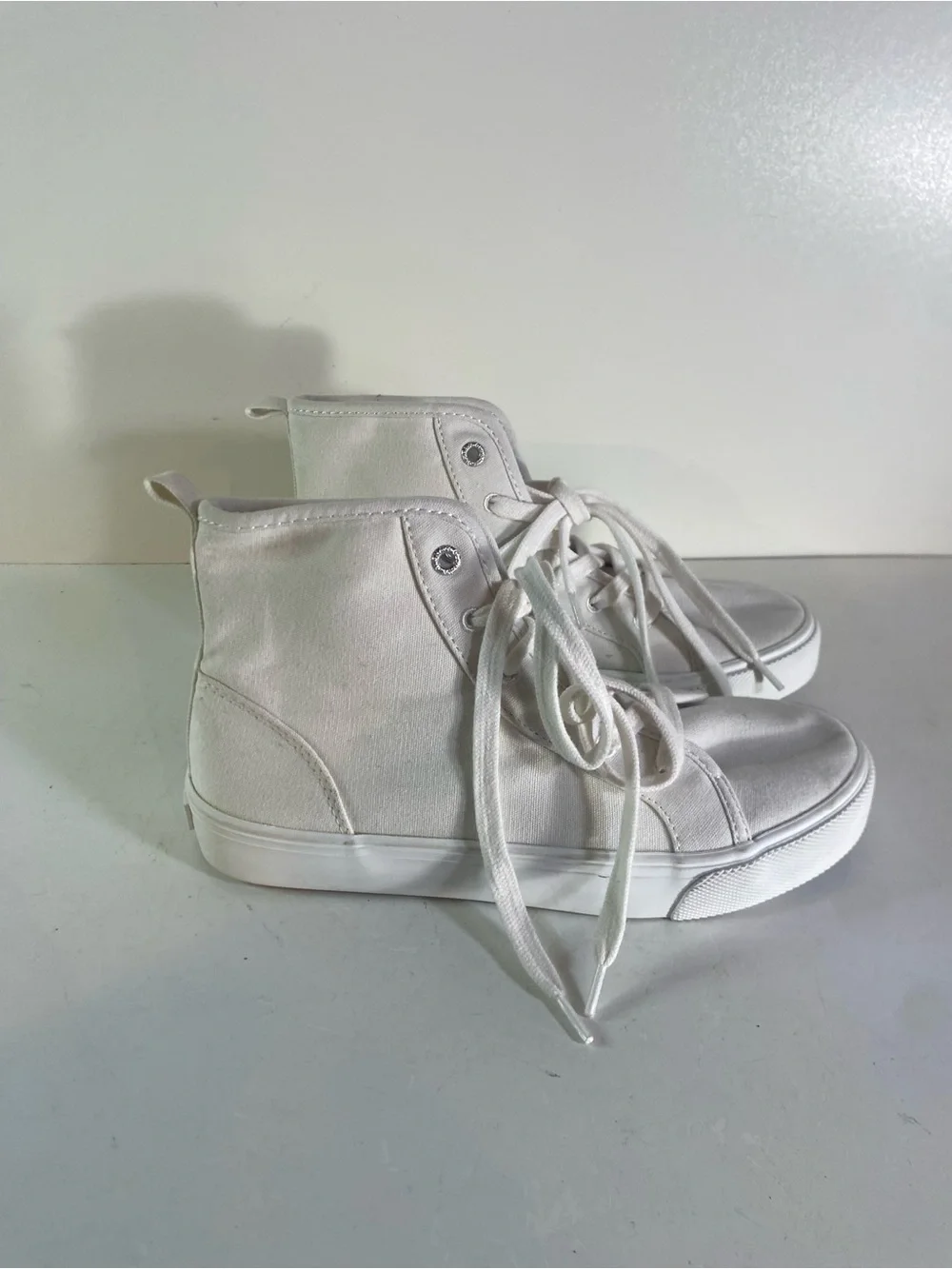 Old Navy White High-Top Canvas Sneakers for Kids